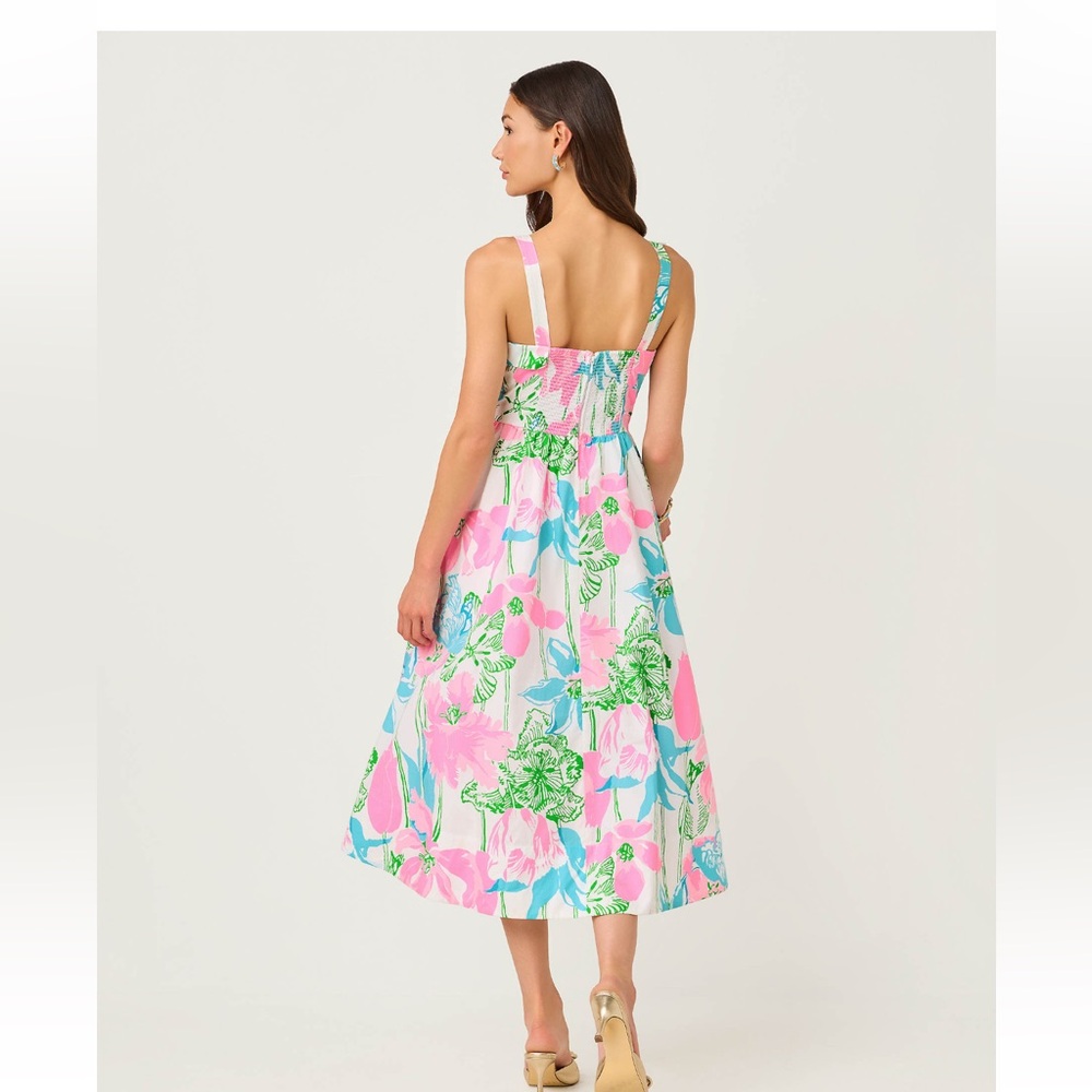 NWT Lilly Pulitzer Rissy Midi Dress Resort White Oversized Viney Liney 4 - Picture 2 of 2